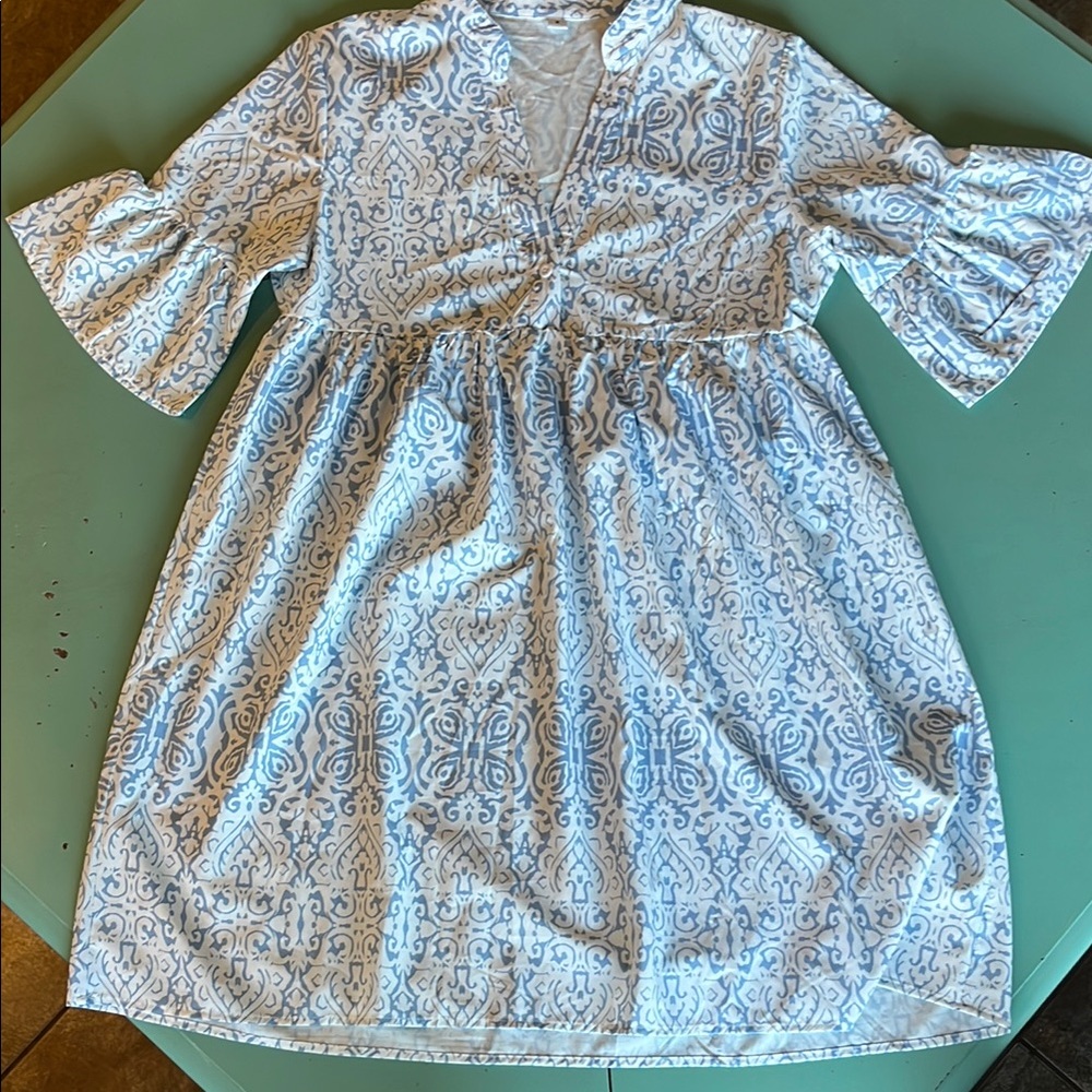 Blue and White Dress